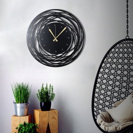 Wallity Reloj de Pared Decorativo de Metal Negro 50x50 cm
